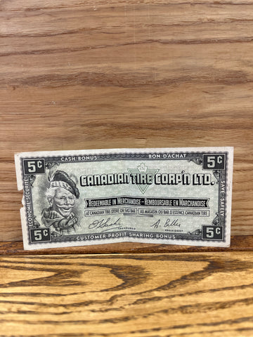 Canadian Tire Money: 5c British American Bank Note Company Limited