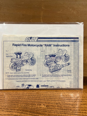 GI Joe Rapid Fire Motorcycle "RAM" Instructions Blueprints
