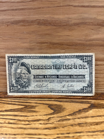 Canadian Tire Money: One Dollar $1 British American Bank Note Company Limited