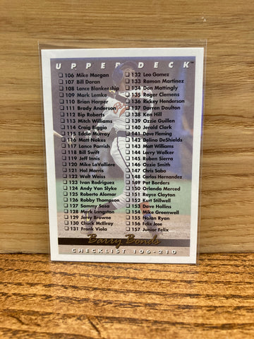 Barry Bonds: Checklist(1993) #210