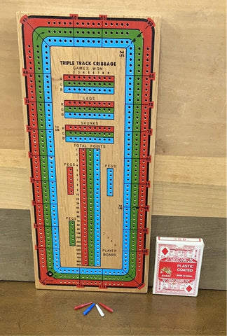 Triple Track Cribbage(With Gold Rabbit Playing Cards)