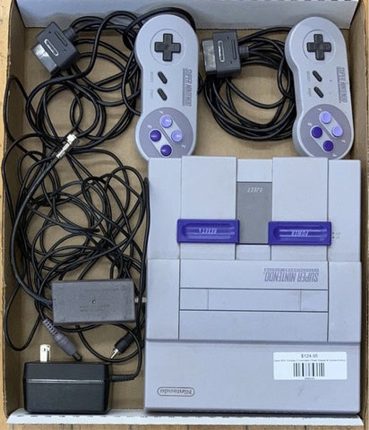 Super NES: Console, 2 Controllers, Power Adapter & Coaxial Hookup